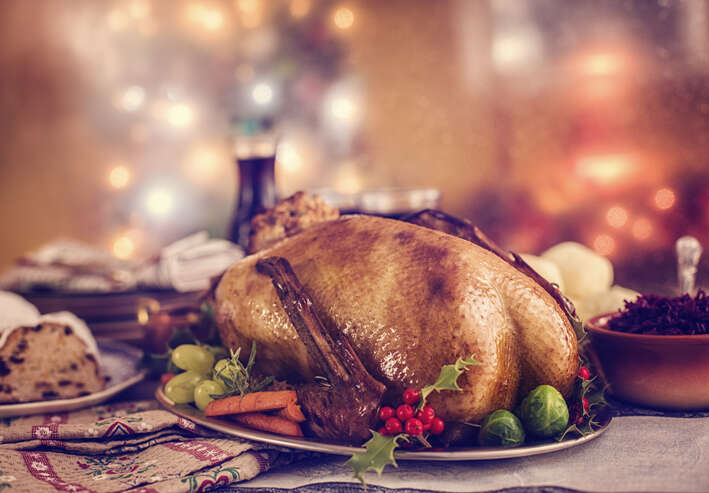 At the table: Christmas roast goose