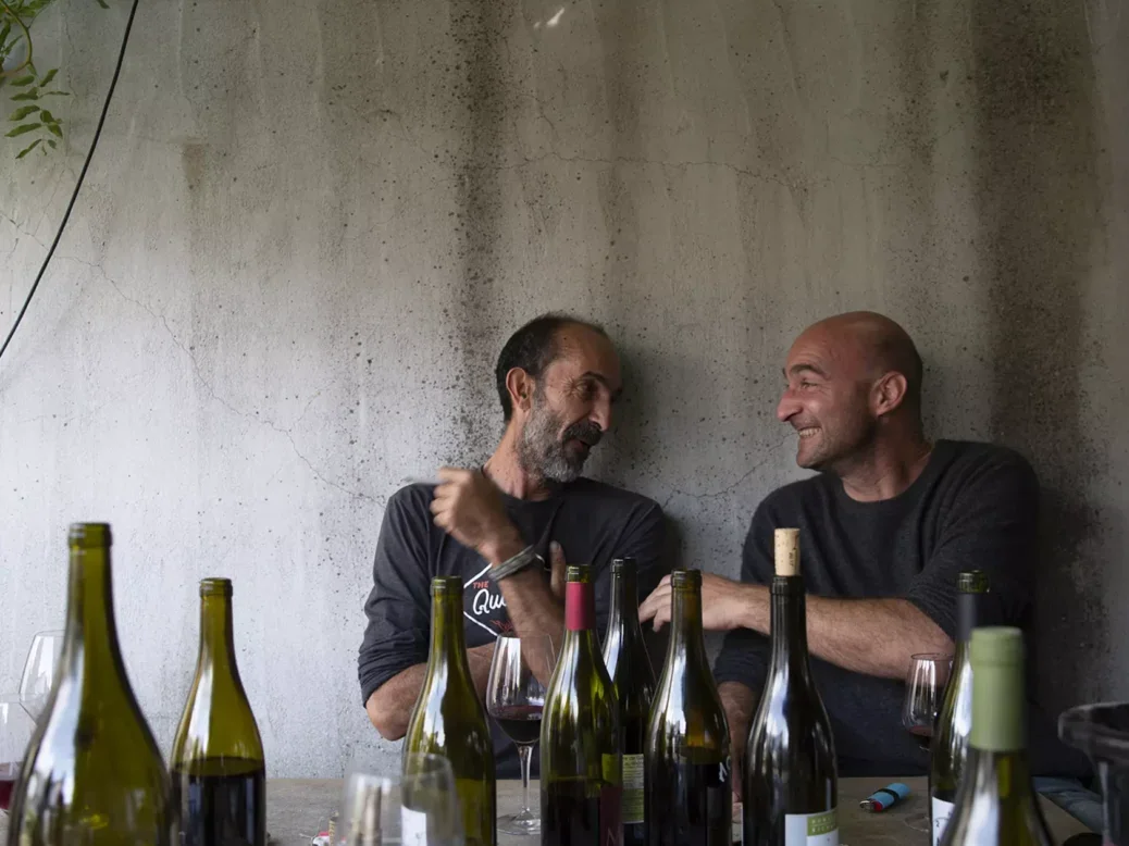 Rhône natural wine producer Yann Rohel (left).