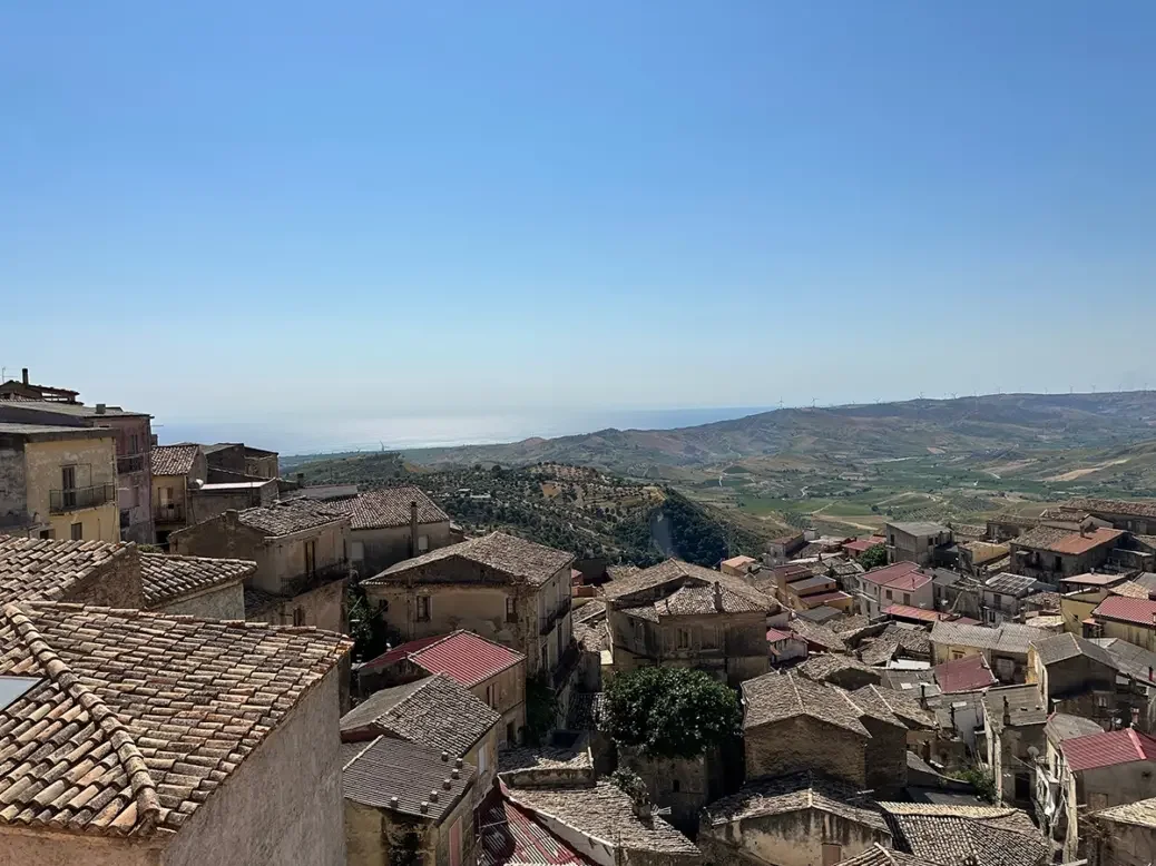 Cirò town in southern Italy in front of the Ionian Sea.